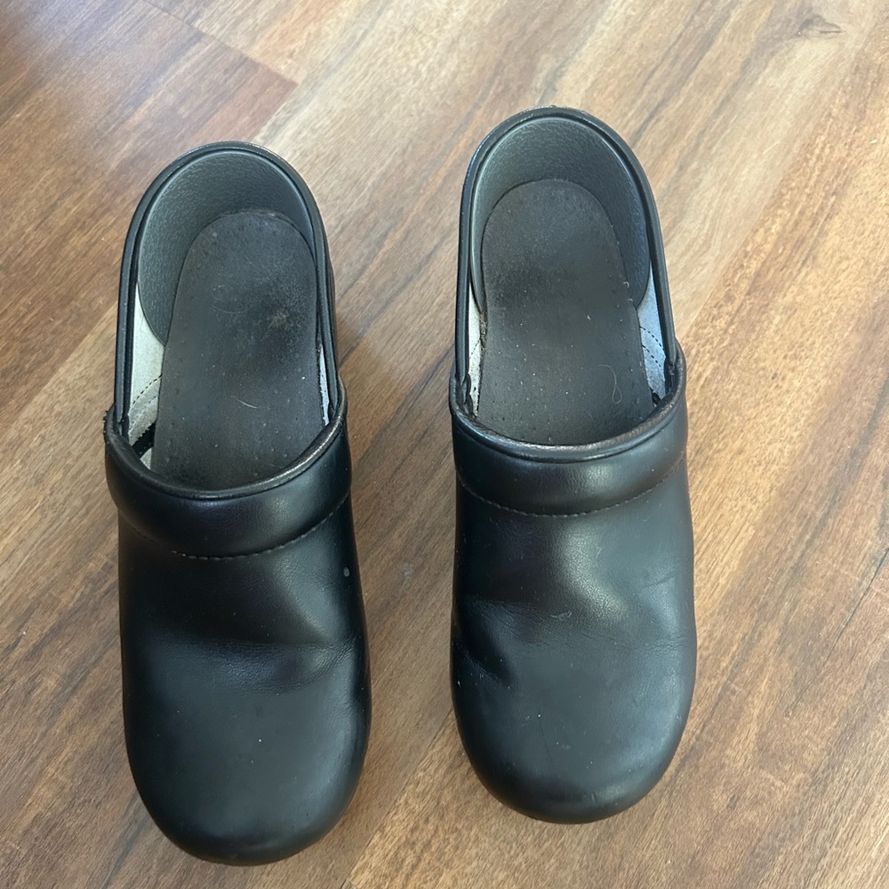 Classic Black Leather Clogs